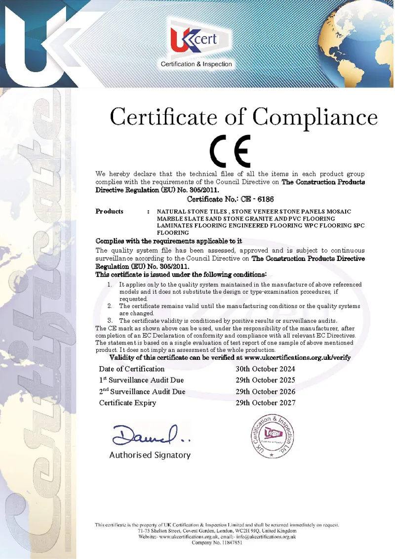 First page of CE Marking Certificate