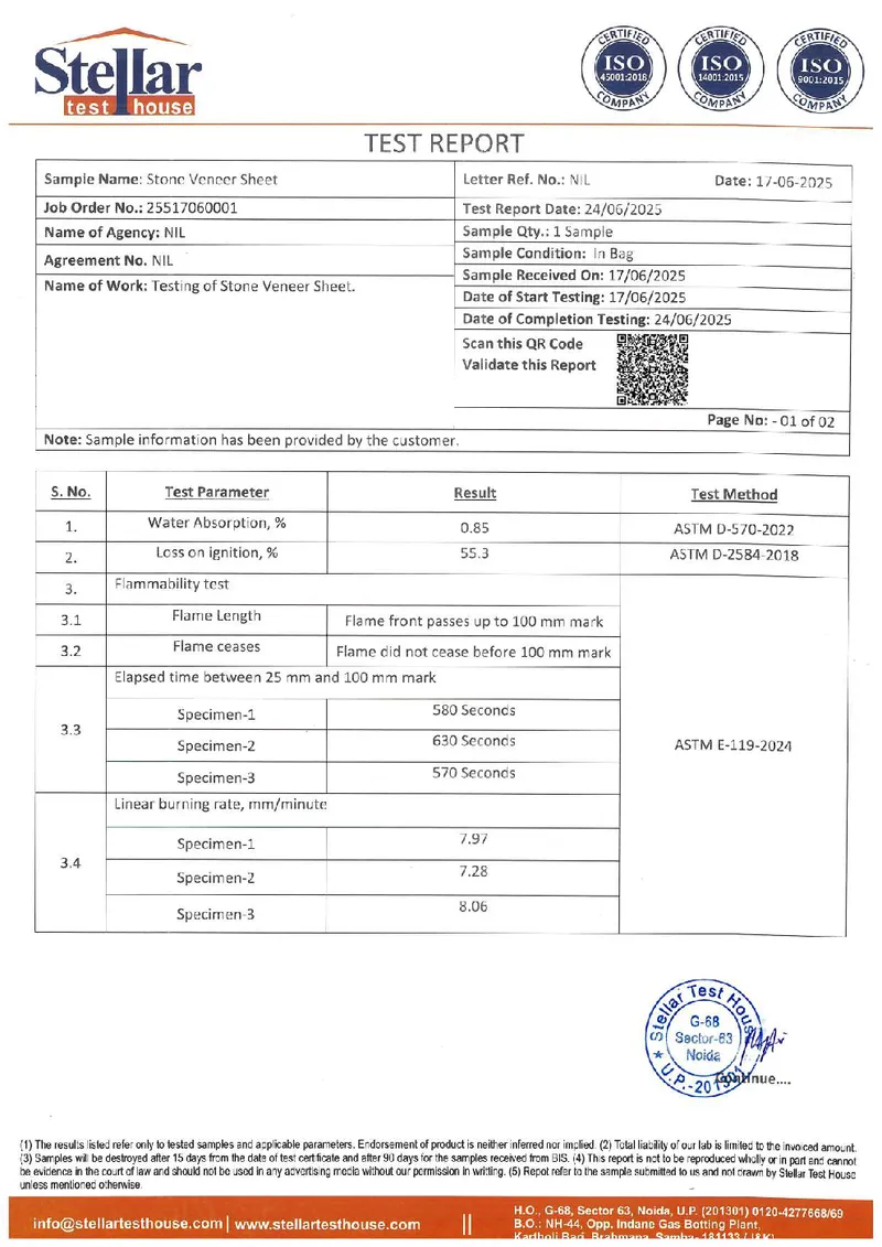 First page of VOC Emission Report