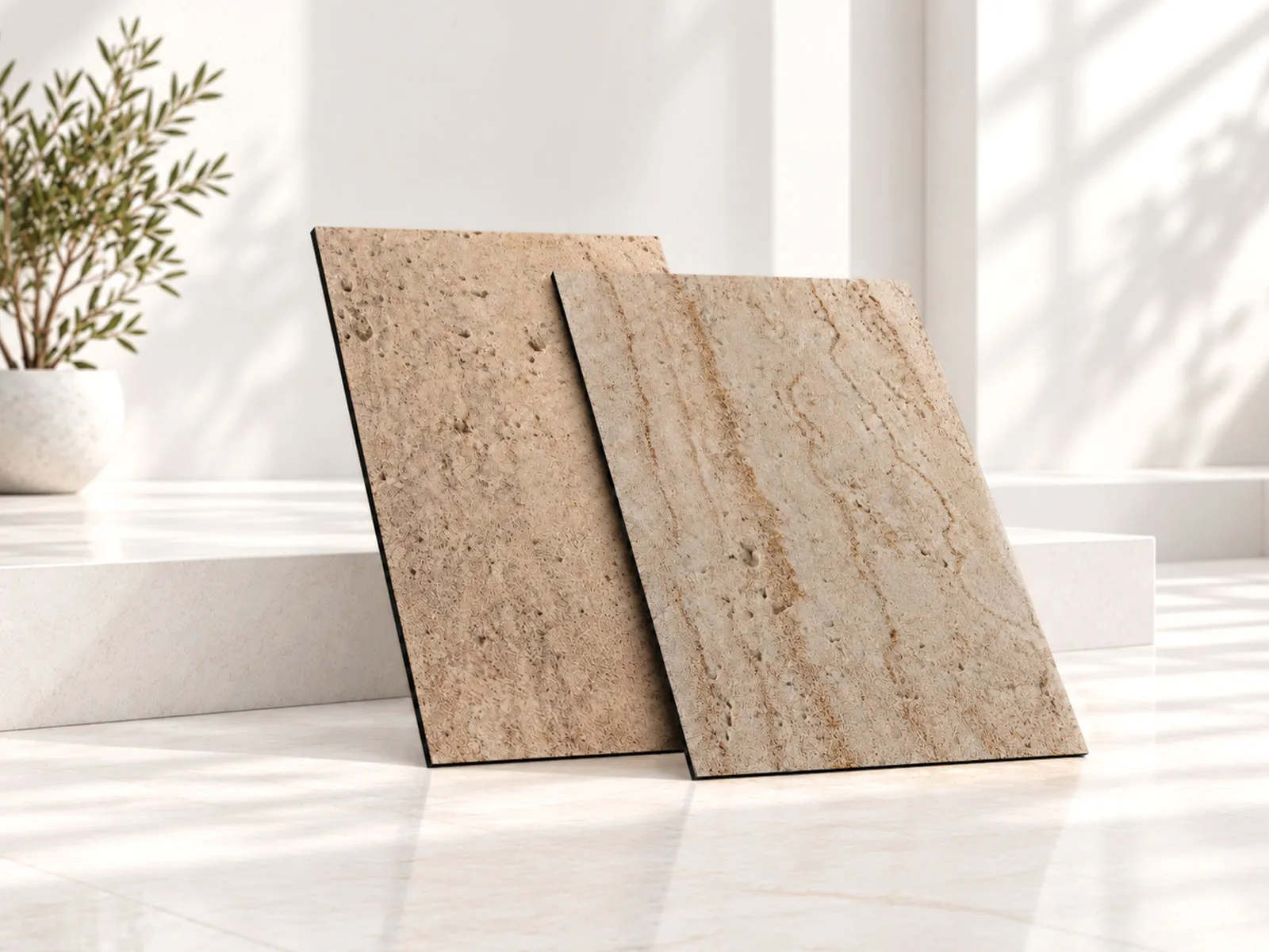 Natural stone veneer showing surface character